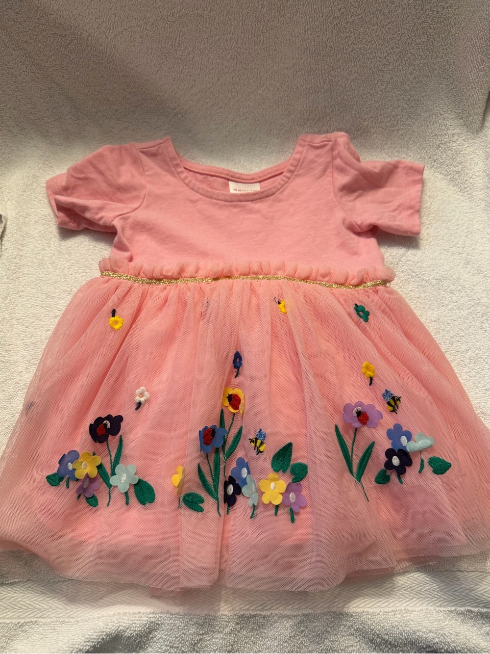 Hanna Andersson Pink Floral Appliqué Tulle Dress